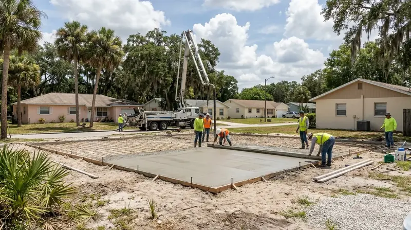 Concrete slab pour in Port Orange