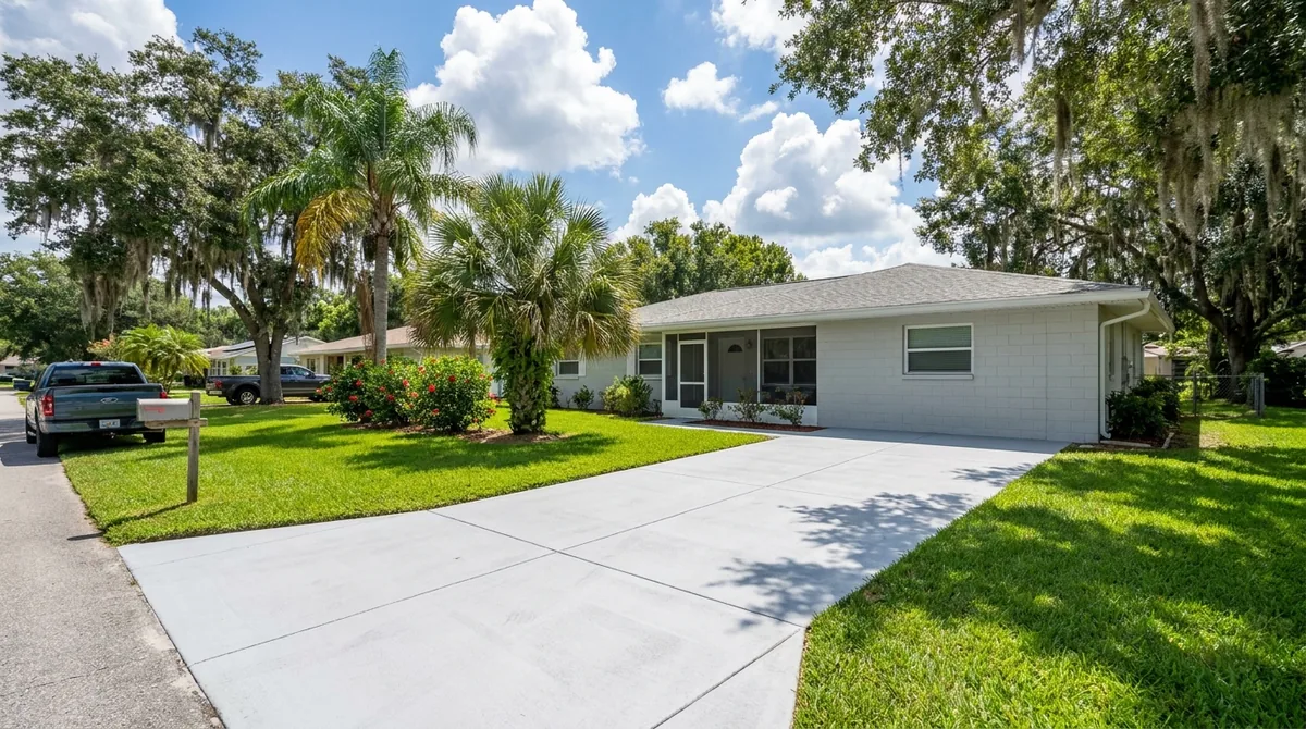 Completed driveway pour in Port Orange