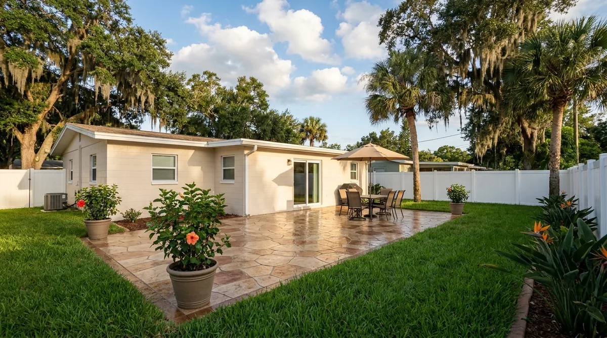 Stamped concrete patio in Volusia County