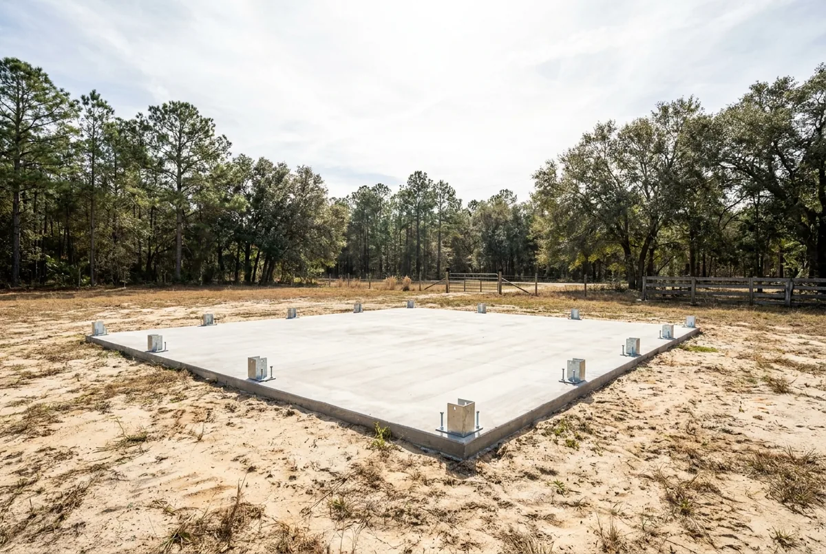 Pole barn concrete slab in Port Orange, FL