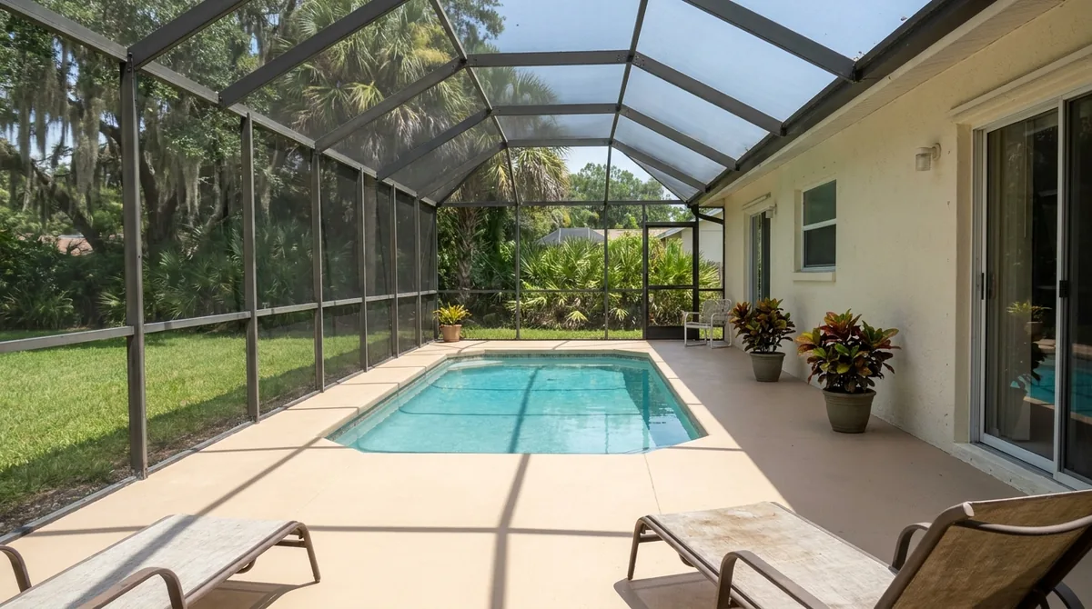 Resurfaced pool deck in Volusia County