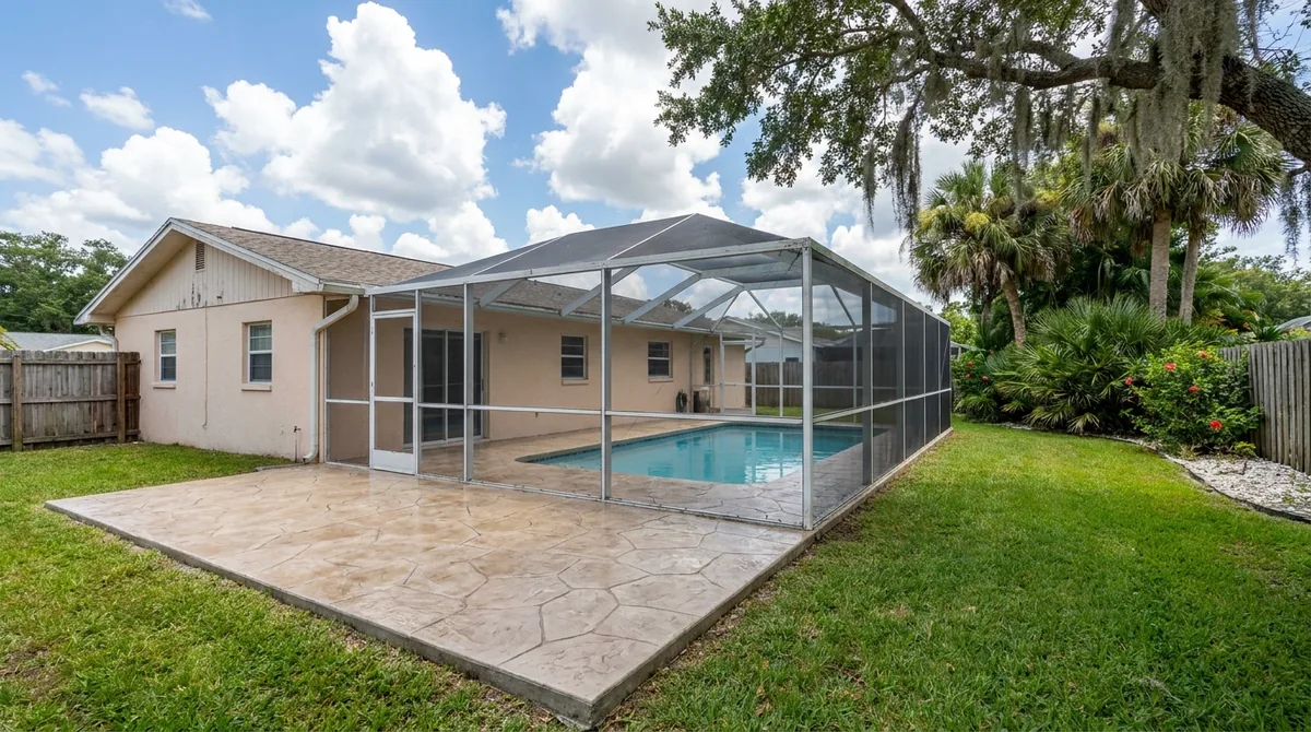 Stamped pool deck surround in Port Orange, FL