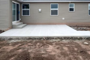 brand new concrete porch in backyard a home in Port Orange, Florida