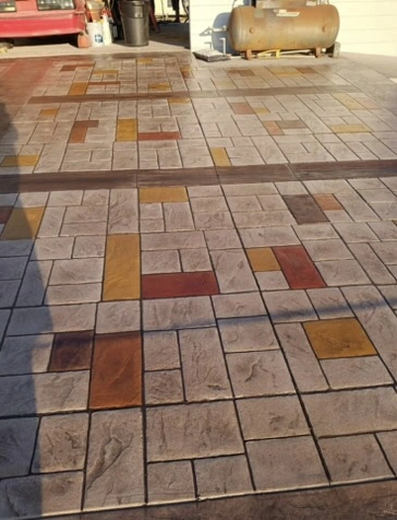 stamped and stained concrete driveway in port orange, florida