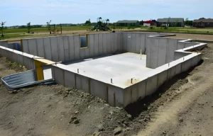 strong concrete foundation for new home construction